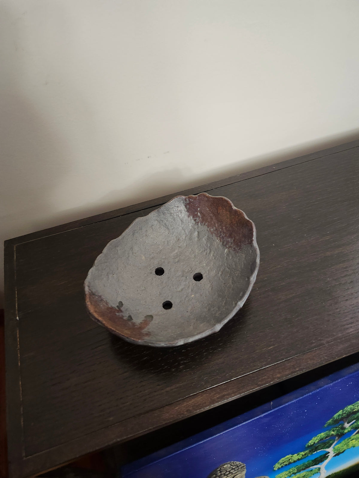 7" Japanese broken dinosaur egg shaped  pot