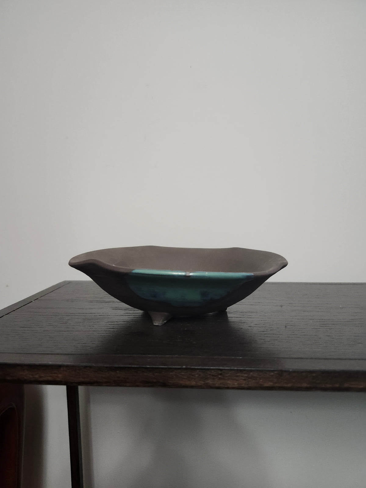 Elegant 5.5"  Round Unglazed (splash of green) pot