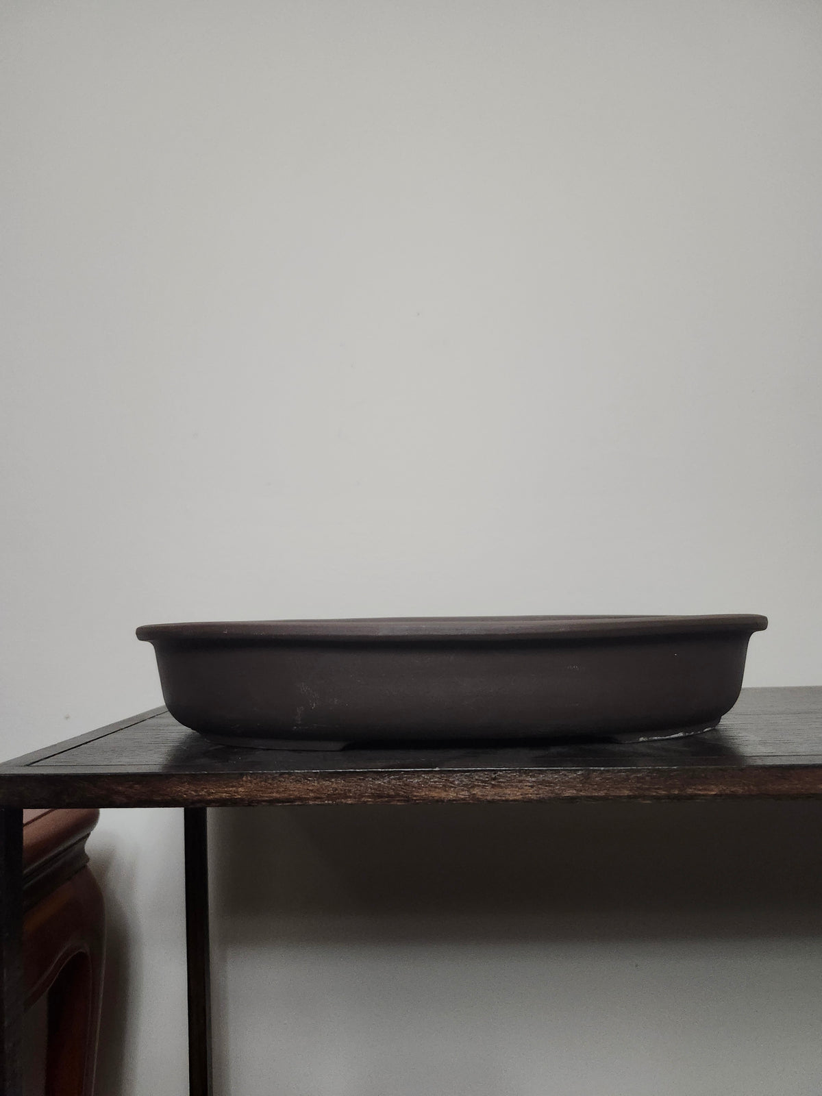 10" Japanese shallow oval , unglazed pot