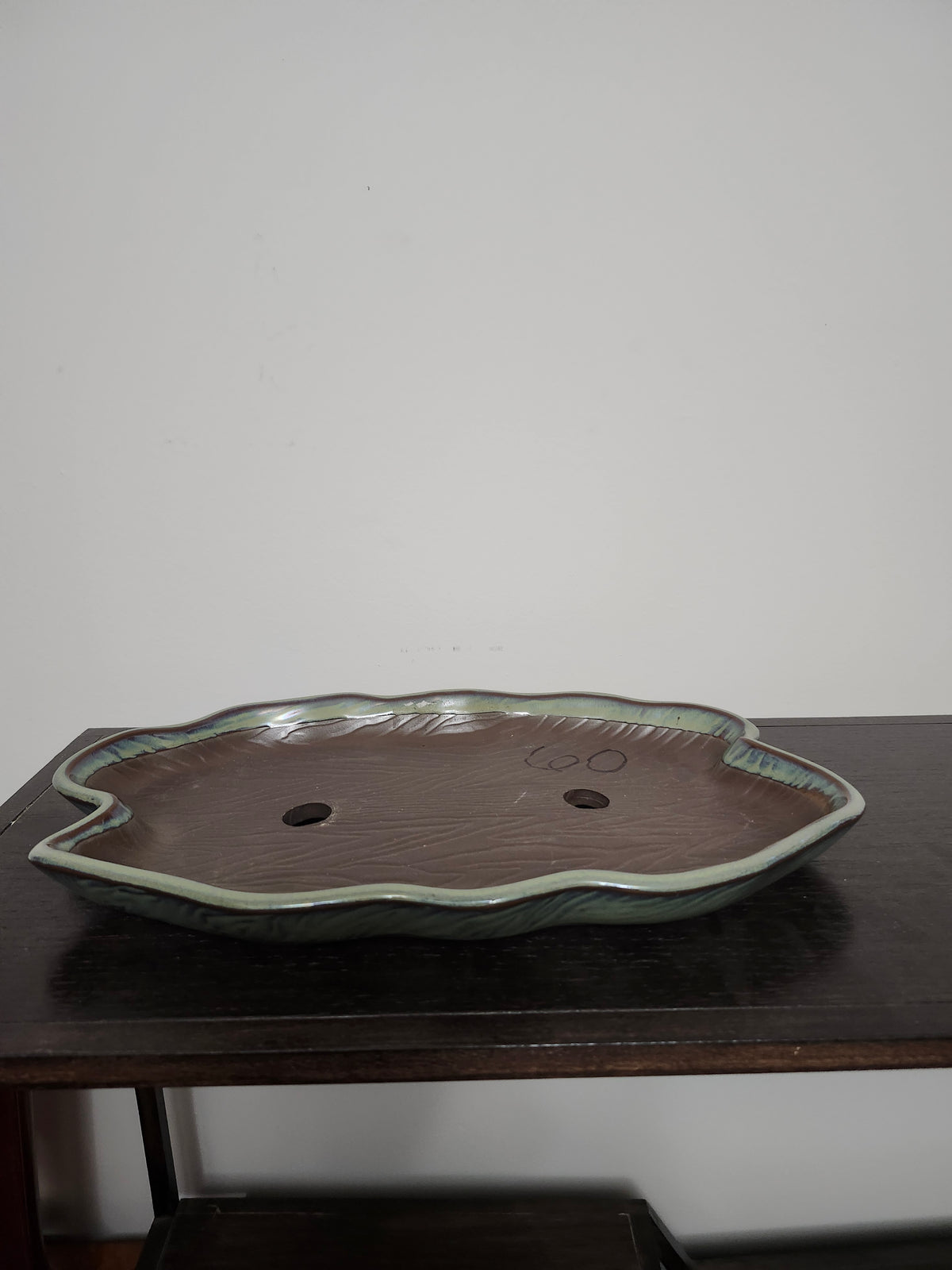 12" Japanese Mini Forest Tray  (shallow oval , ocean green pot)
