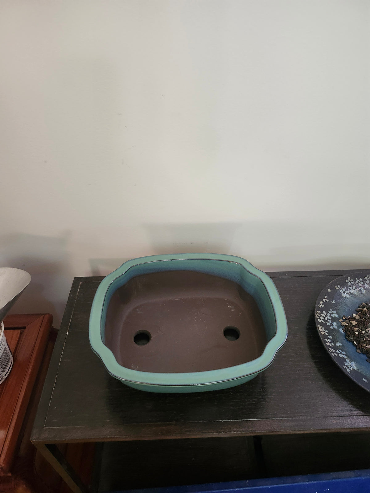 8" oval/lotus green Japanese Bonsai Pot