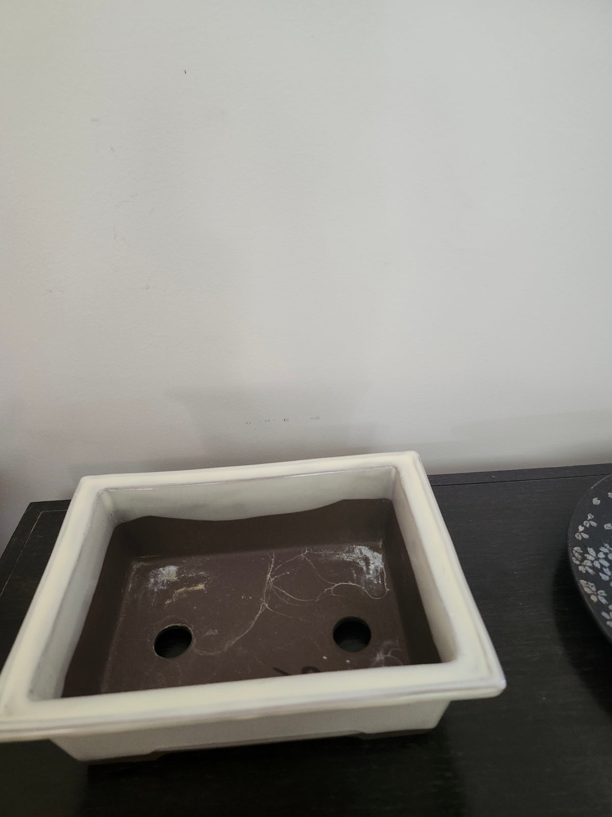 8" rectangular white/cream Japanese Bonsai Pot