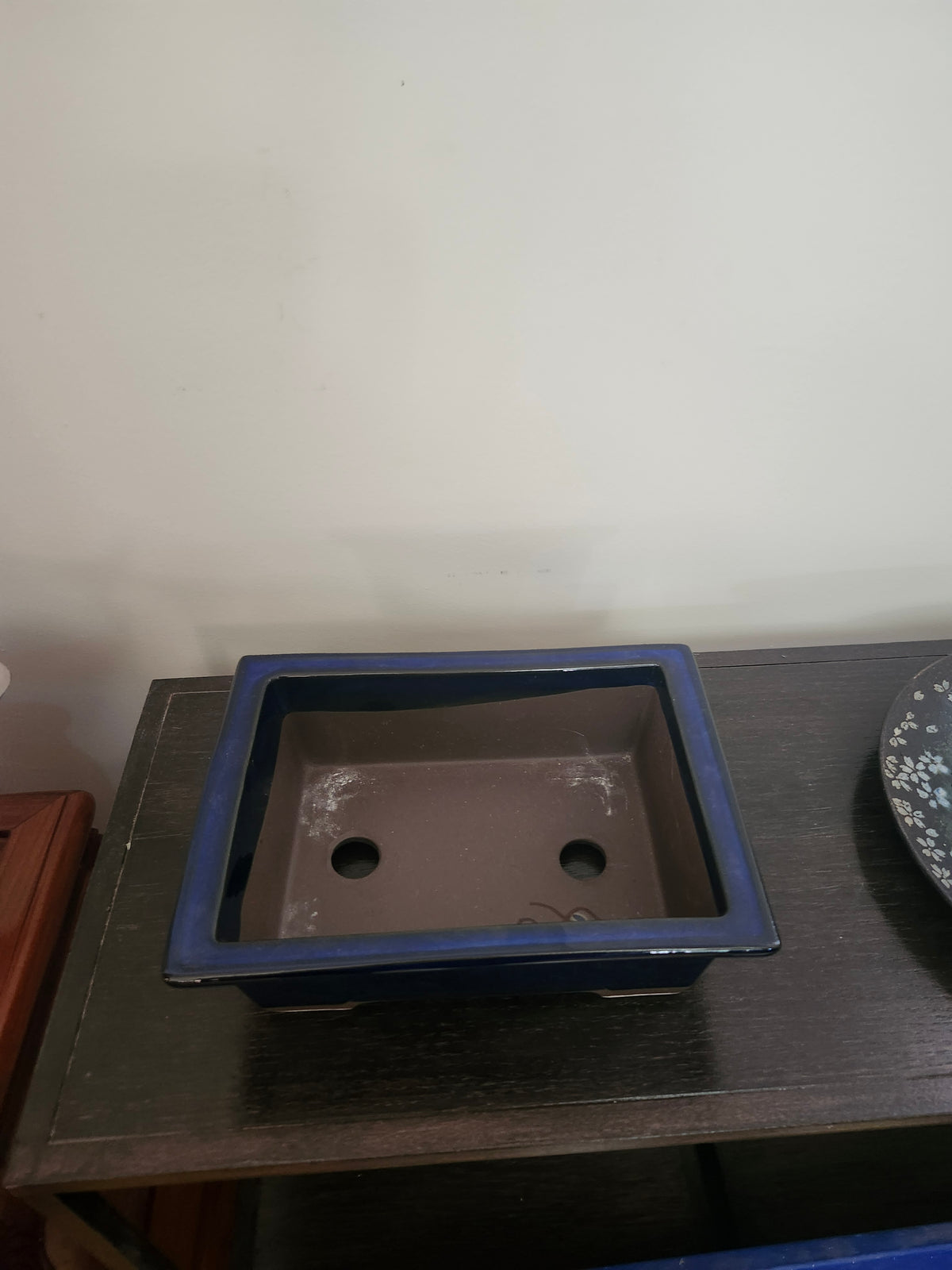 8" rectangular blue Japanese Bonsai Pot