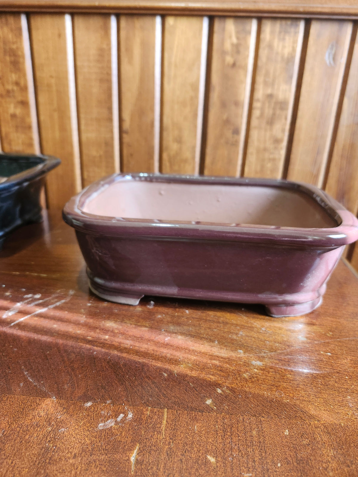 10" rectangular Magenta  Bonsai Pot