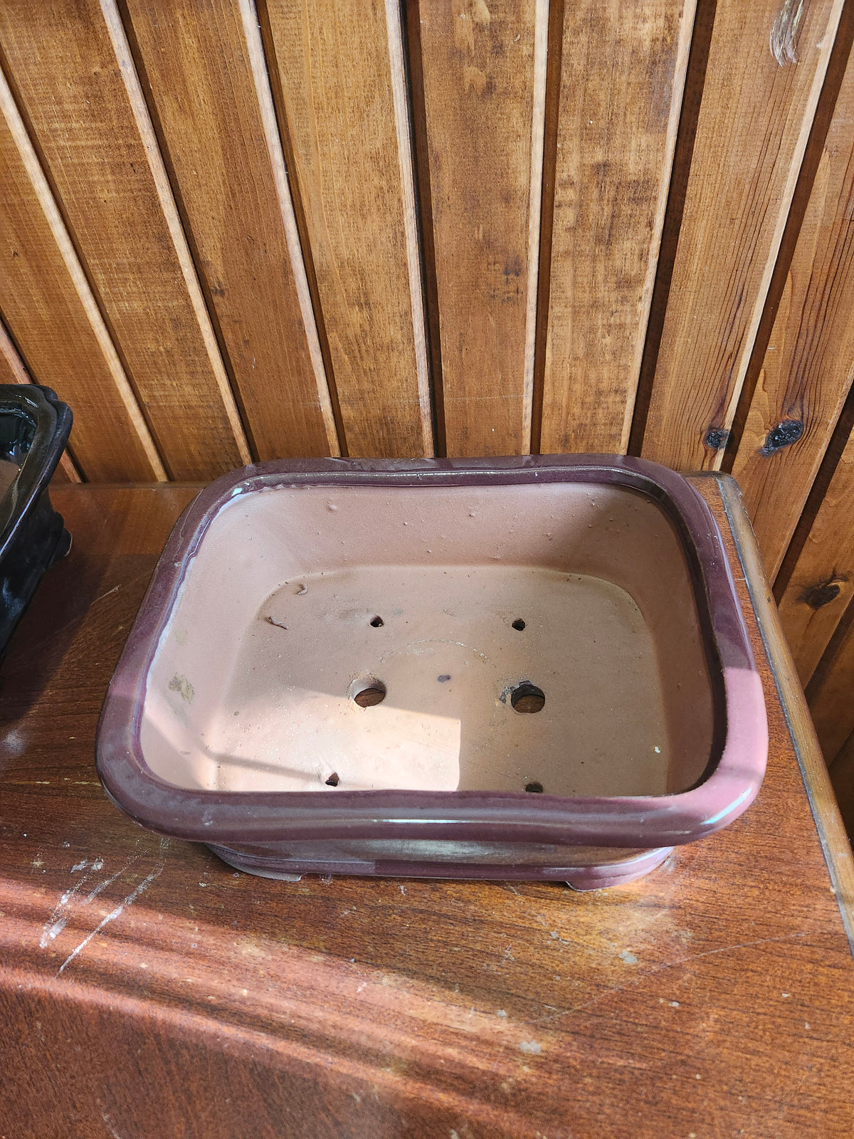 10" rectangular Magenta  Bonsai Pot