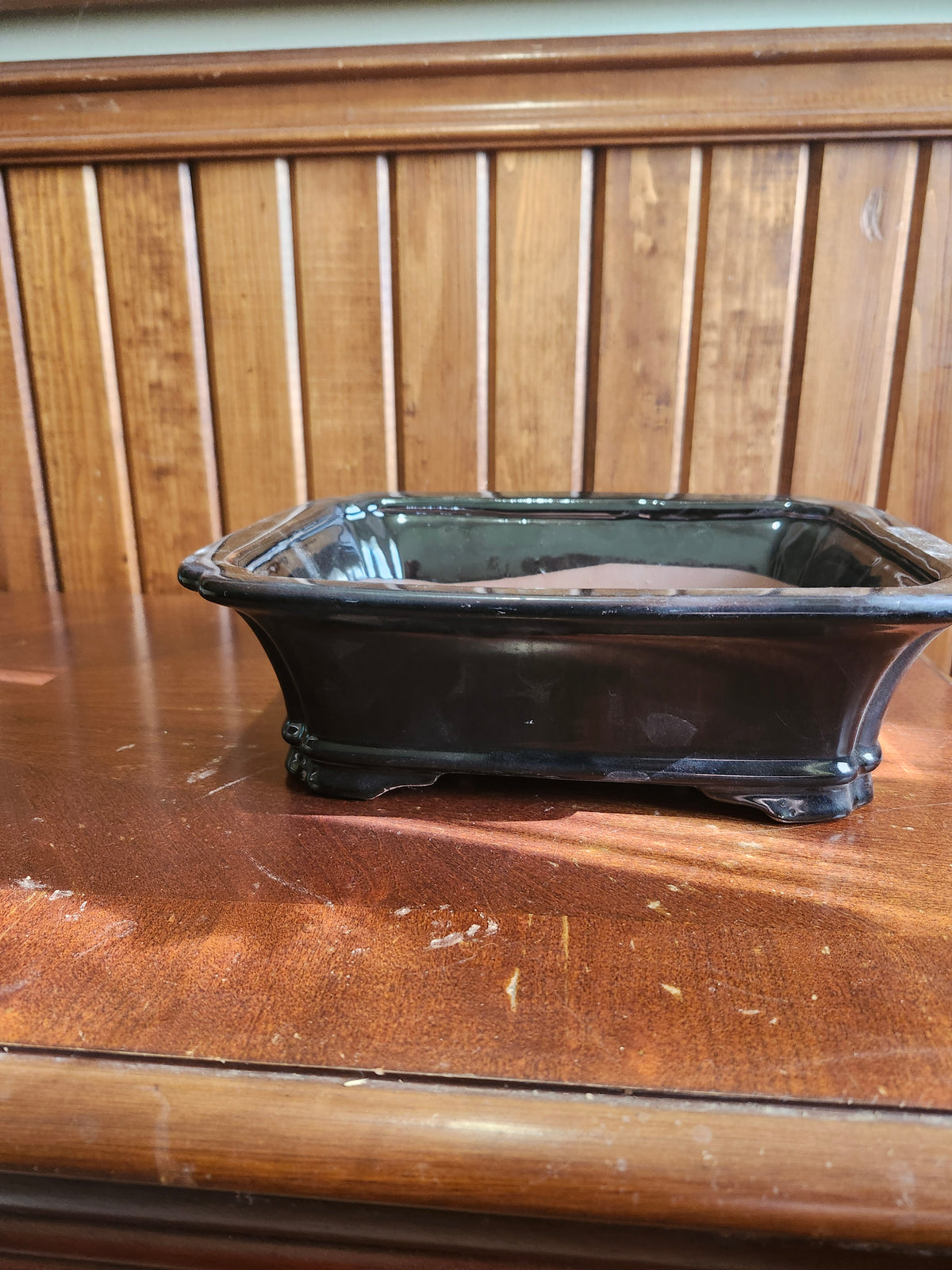 10" rectangular flared lip black  Bonsai Pot