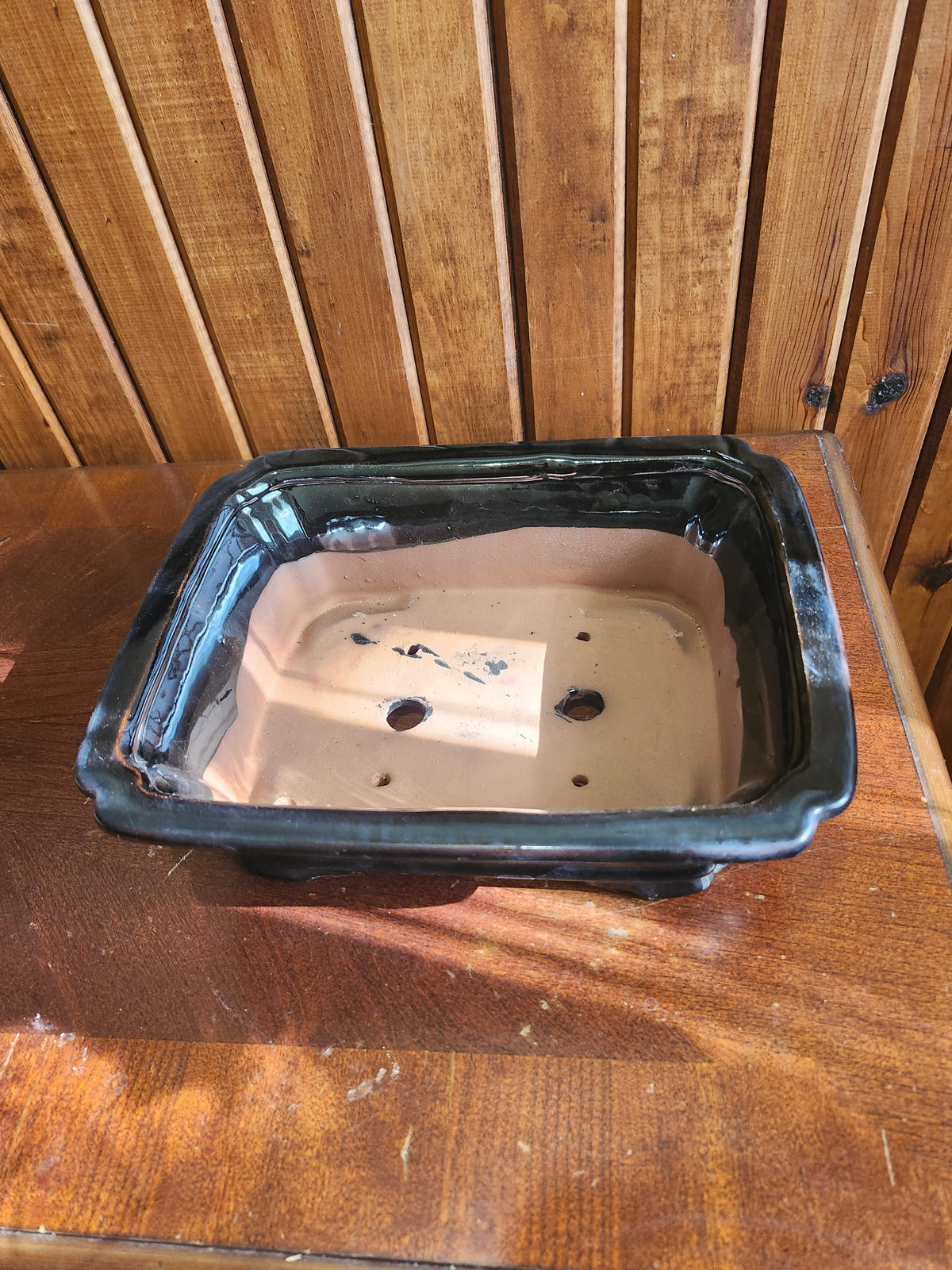 10" rectangular flared lip black  Bonsai Pot