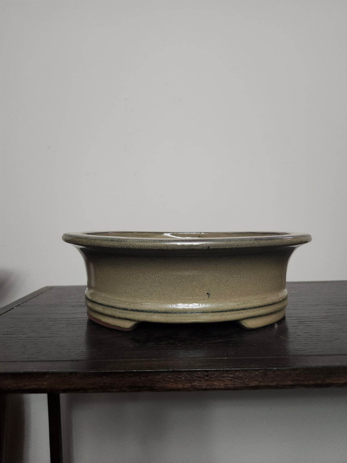 8" oval yellow/green Bonsai Pot