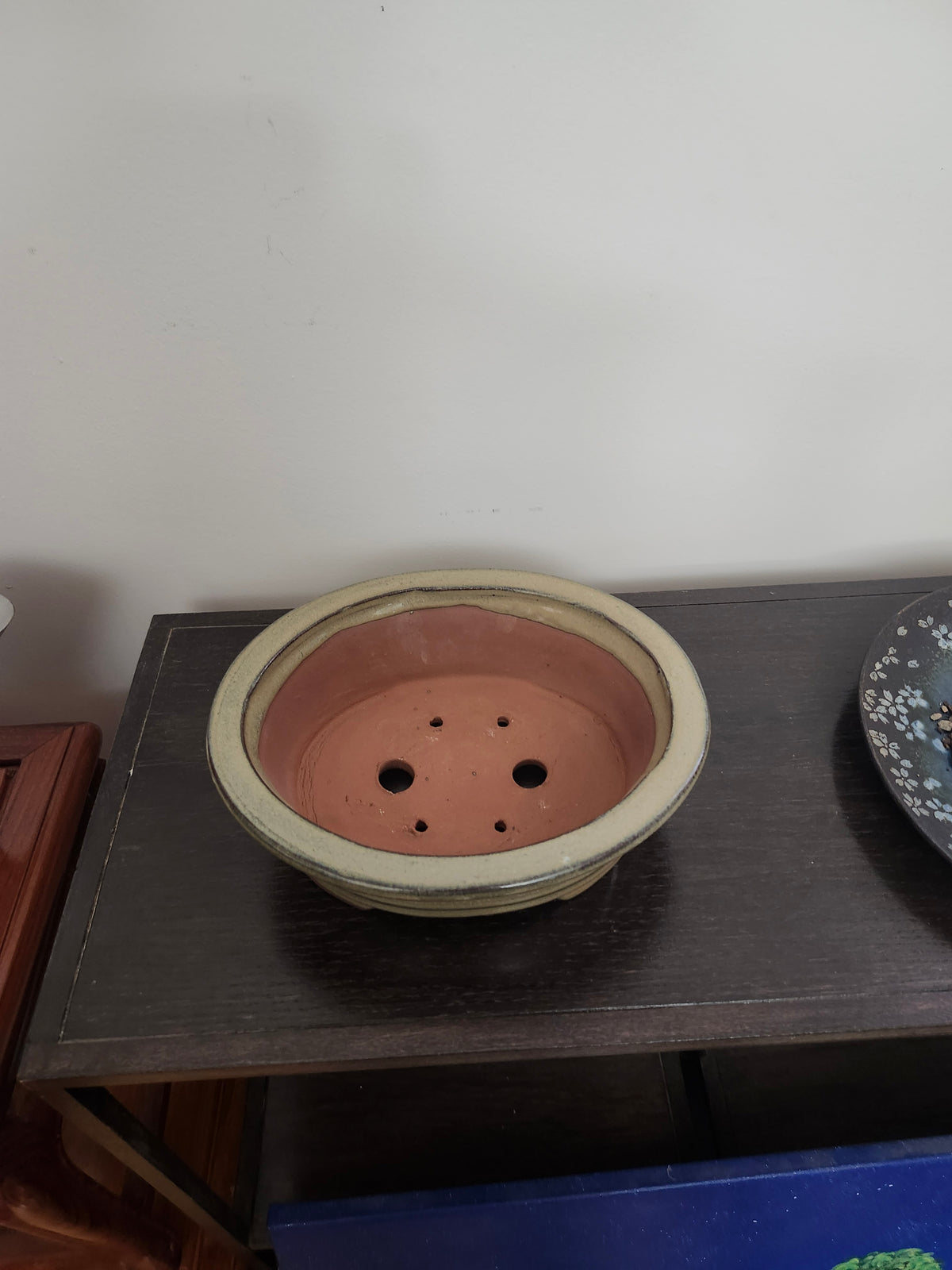 8" oval yellow/green Bonsai Pot