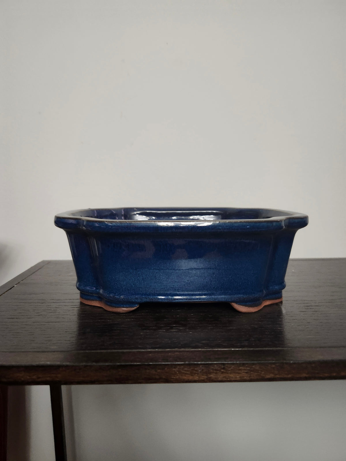 8" oval /lotus blue Bonsai Pot