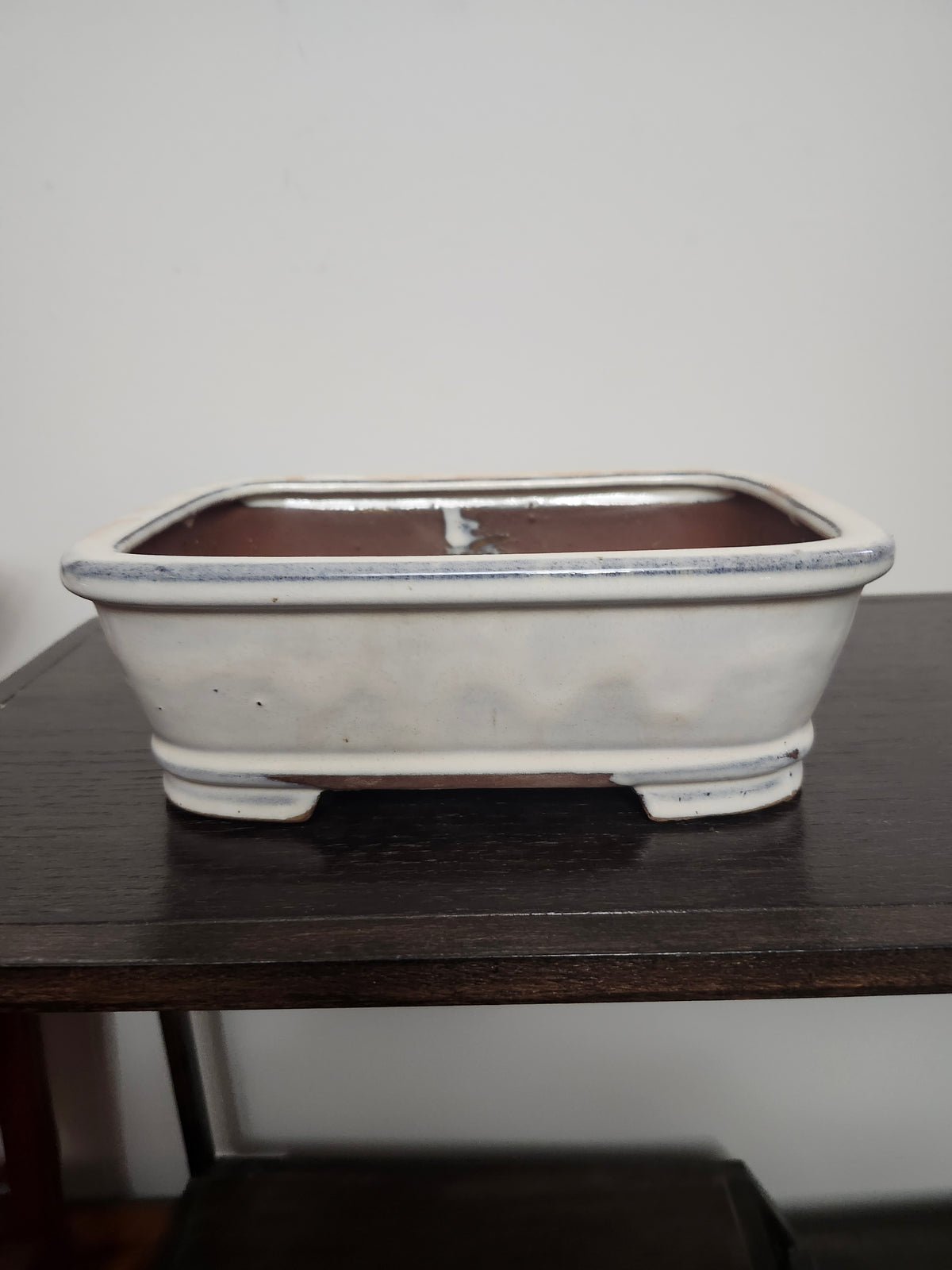 8" rectangular white/cream Bonsai Pot
