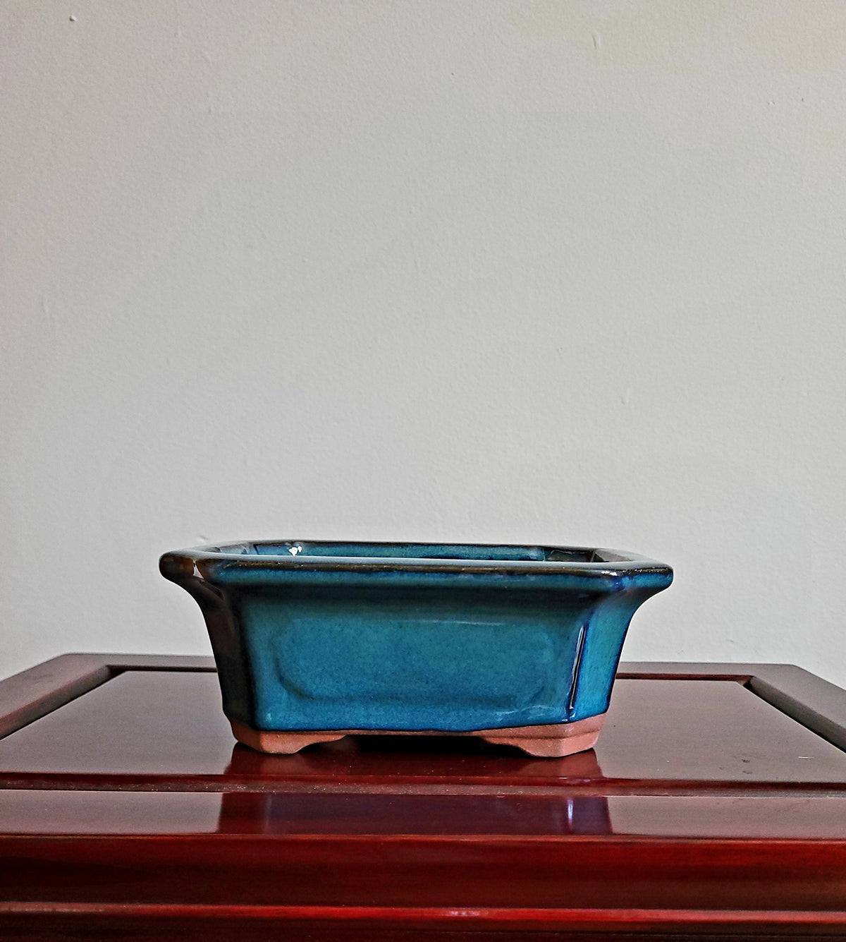 6"  sea green/blue rectangular chinese pot