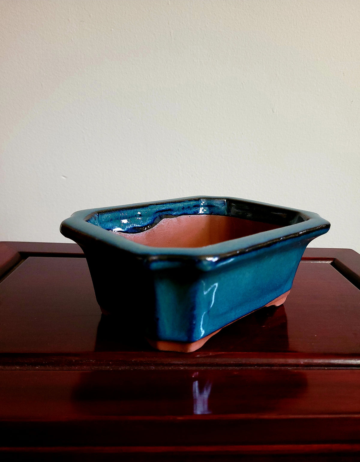 6"  sea green/blue rectangular chinese pot