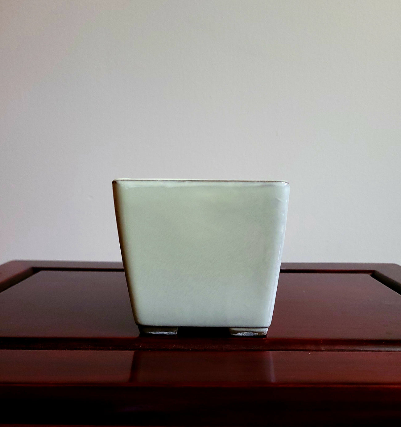 Japanese Glazed Square Bonsai Pot with straight sides