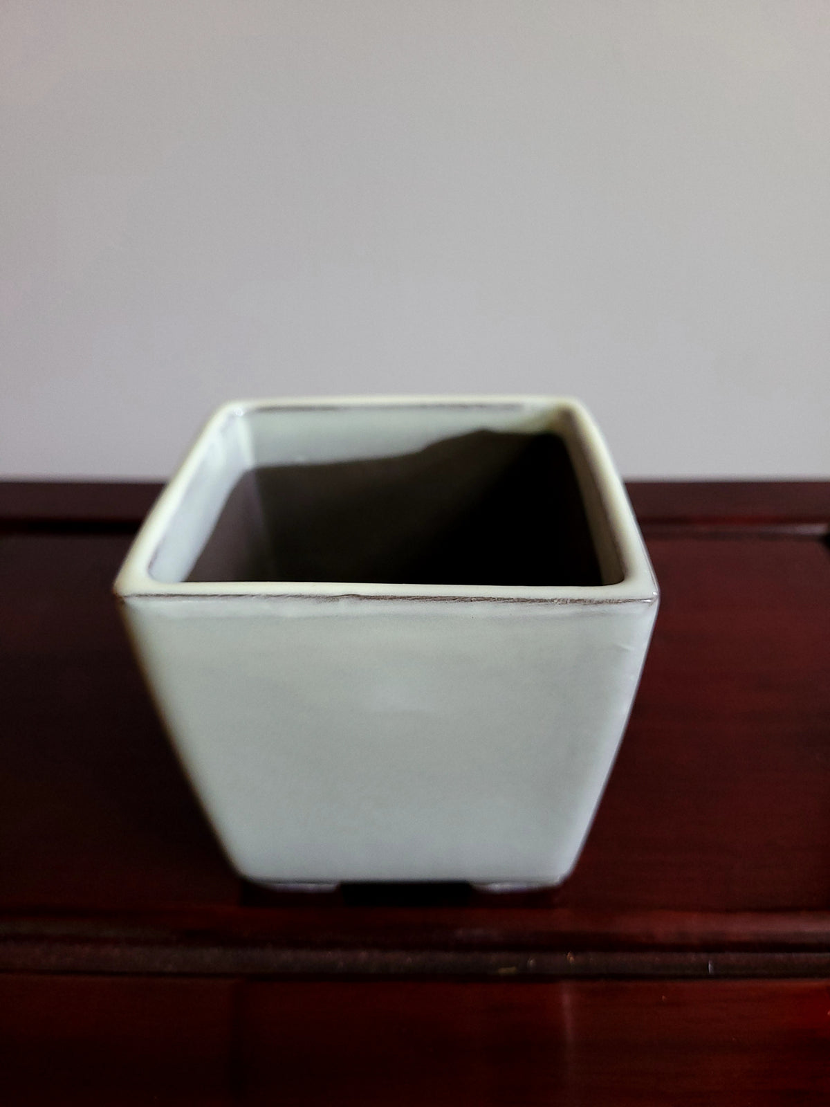 Japanese Glazed Square Bonsai Pot with straight sides