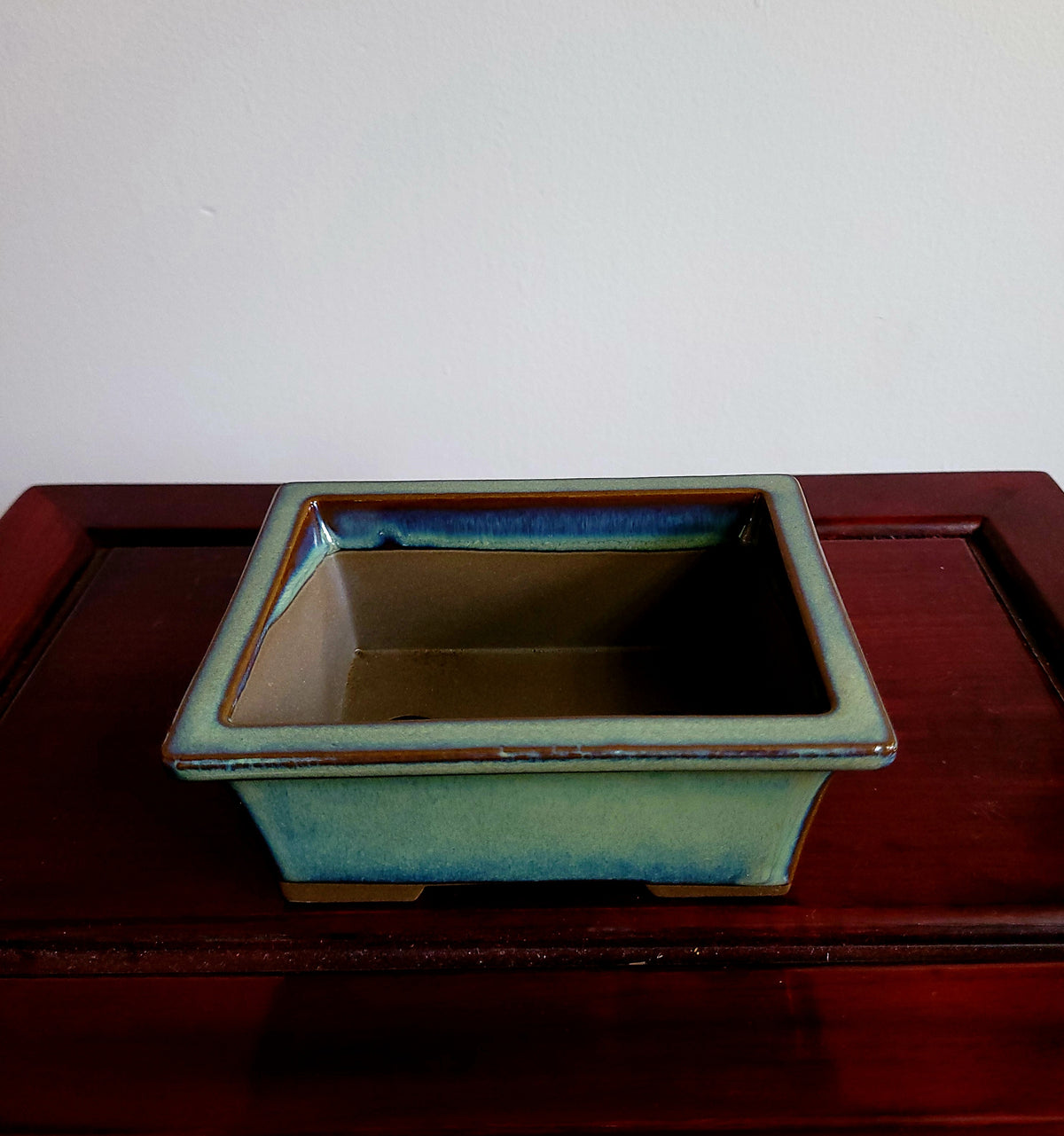 5" Japanese Glazed Rectangular  Bonsai Pot