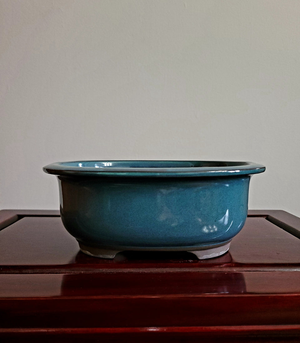 7" Japanese oval tub style bonsai pot with lip