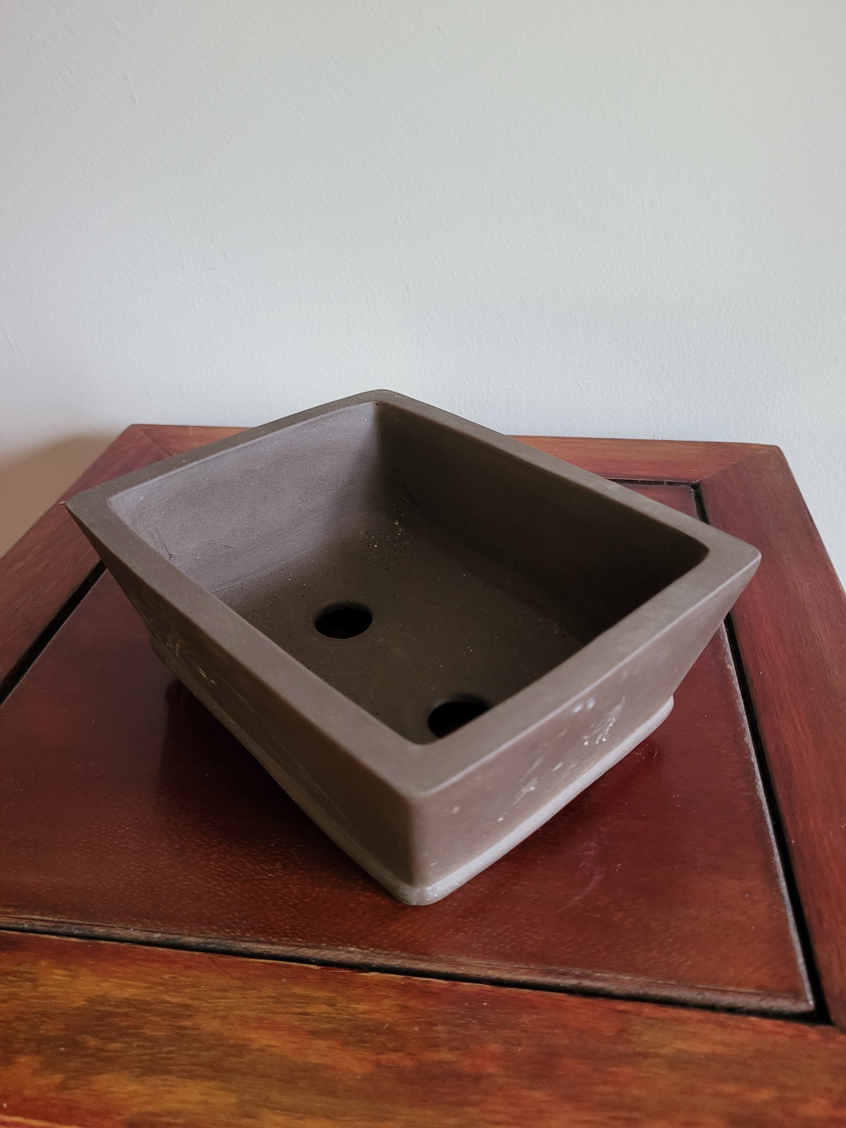 6" Unglazed etched chinese rectangular pot
