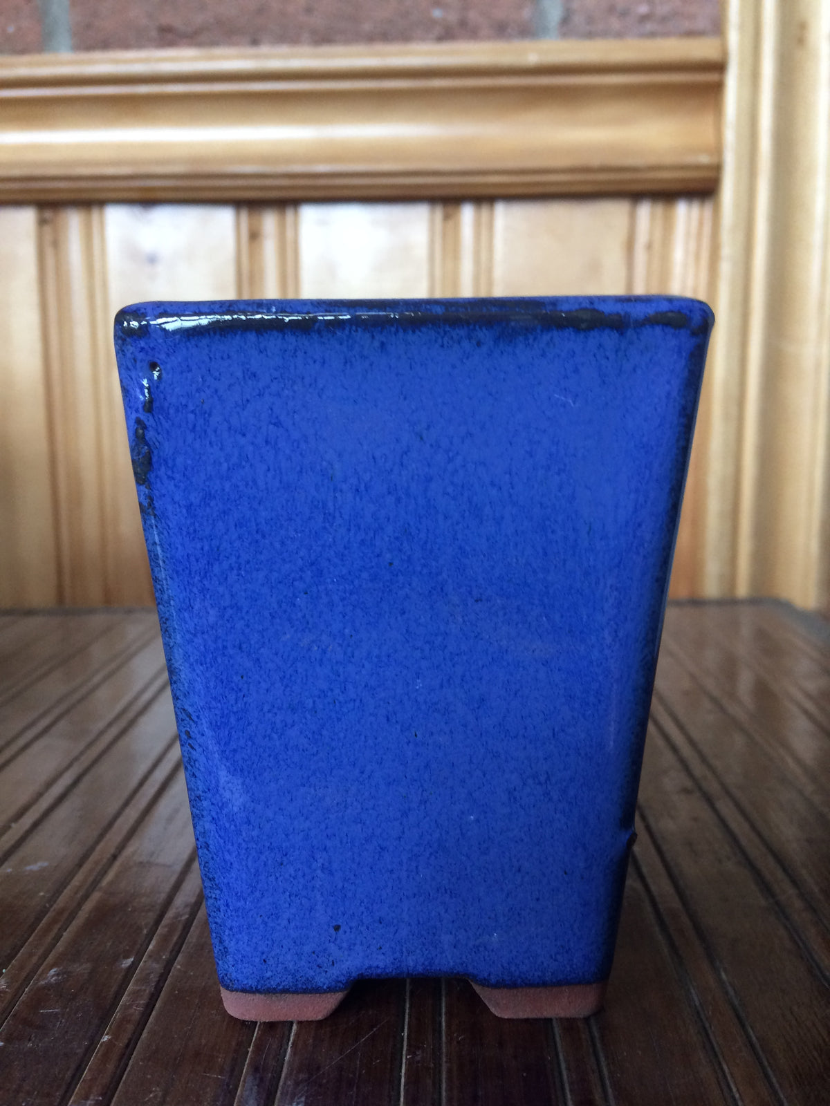 4” tall Blue Glazed Square Cascade Bonsai Pot