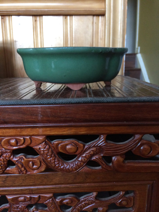 8"  Green glazed  lotus  Bonsai Pot