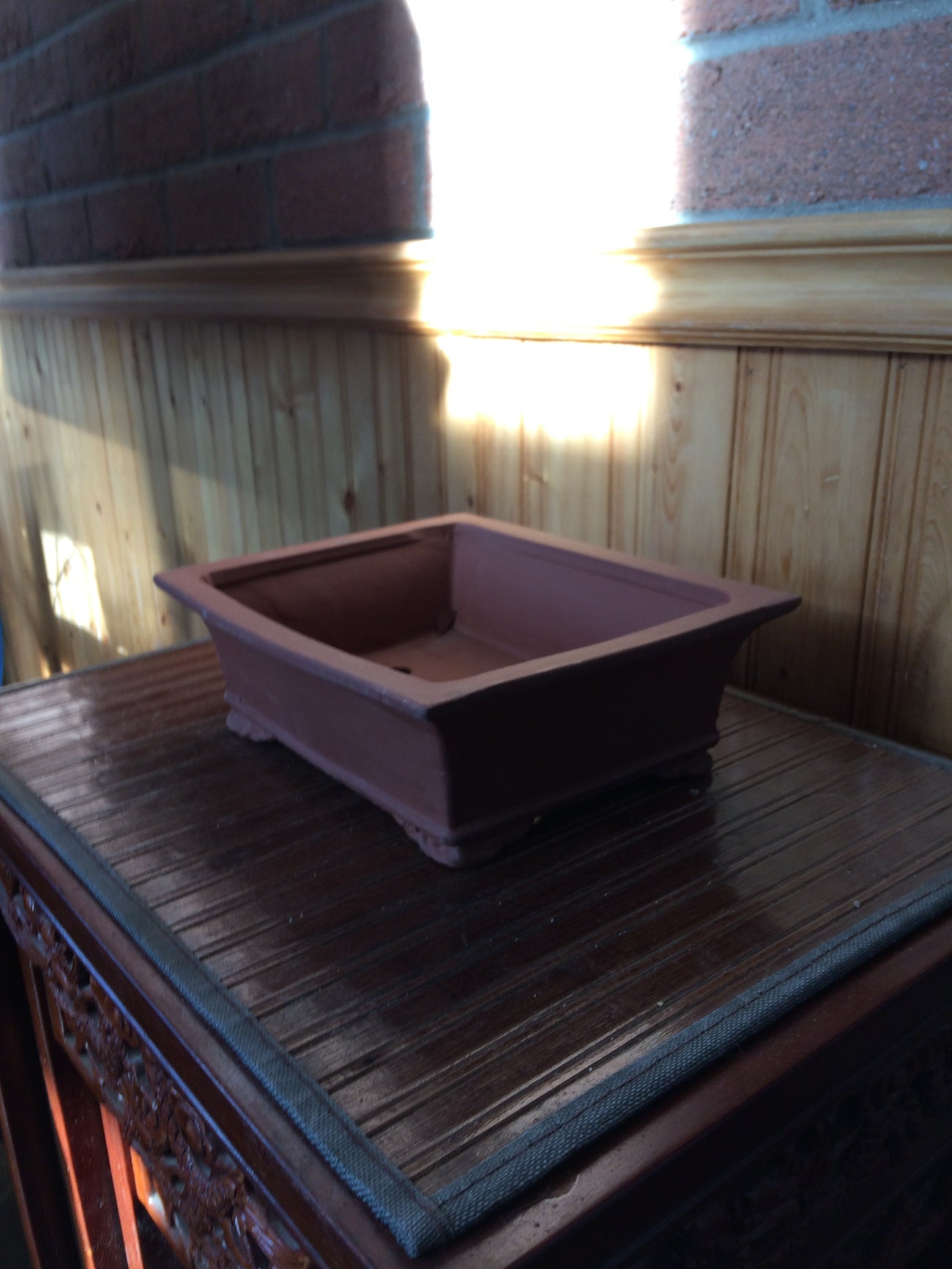6" Unglazed Rectangle Bonsai Pot with flared lip