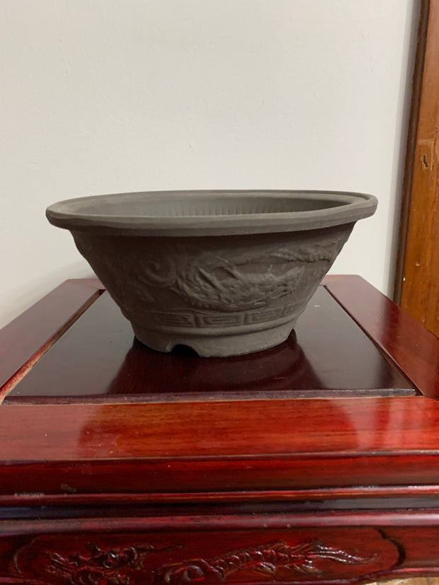 Japanese Unglazed Dragon Round pot
