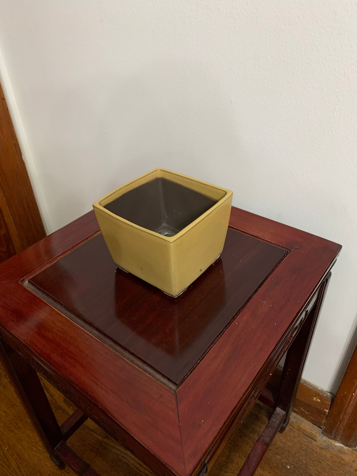 Japanese Glazed Square Bonsai Pot with straight sides
