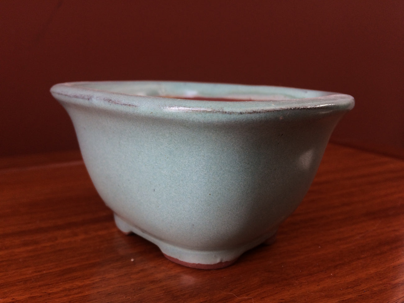 4 1/2" Mint Green Glazed Rectangle Bonsai Pot