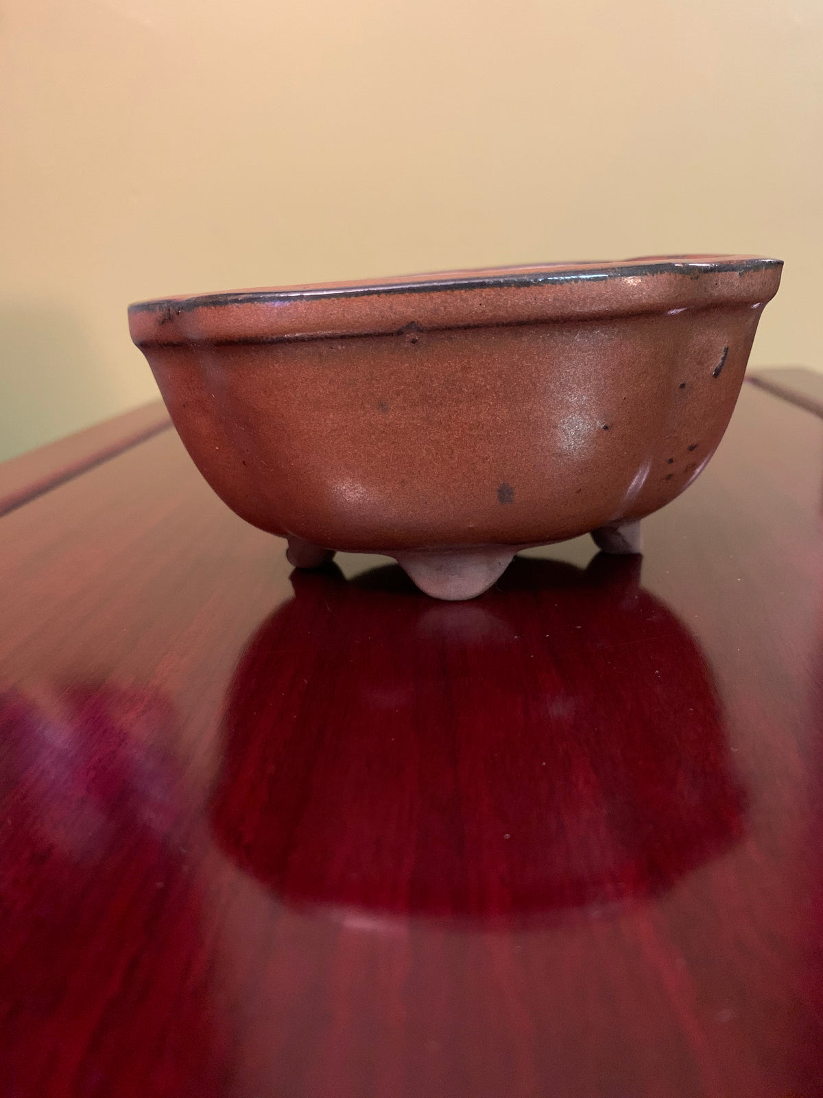 5" Copper Lotus Glazed Bonsai Pot
