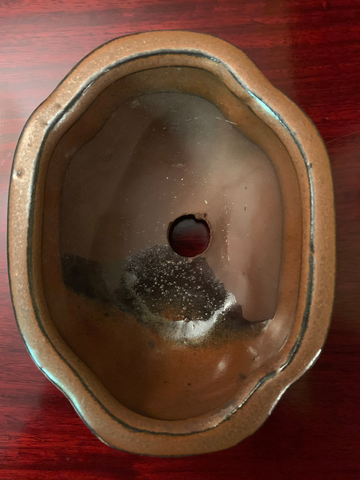 5" Copper Lotus Glazed Bonsai Pot