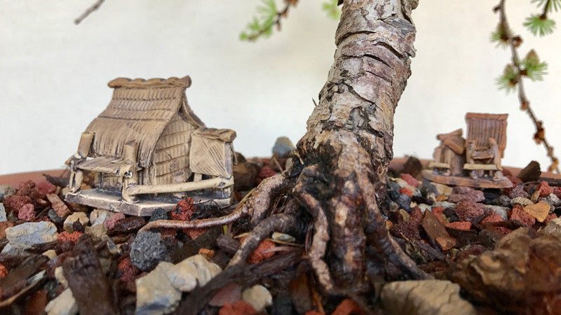 Grass hut figurines for bonsai trees